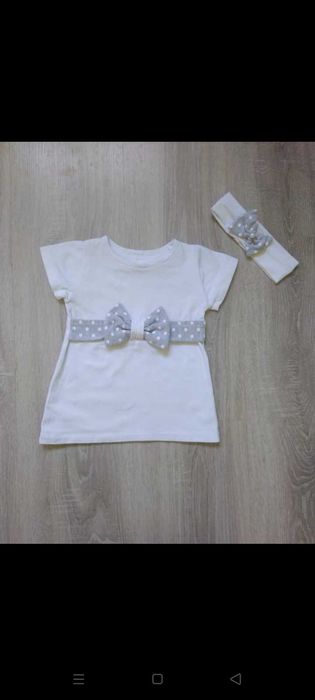 Sukienka biała z opaską Handmade rozm.62/ 68