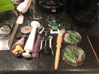 conjunto diverso de utensilios para cozinha