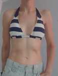 Granatowy biały strój staniki bikini 34 36 XS S góra