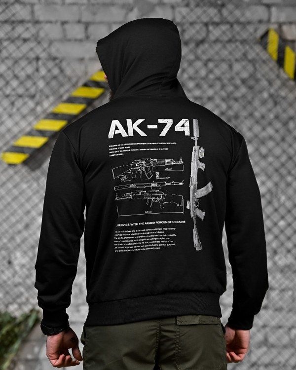 5 Принтів на вибір Тактична худі MAKLIN АК-74 чорна