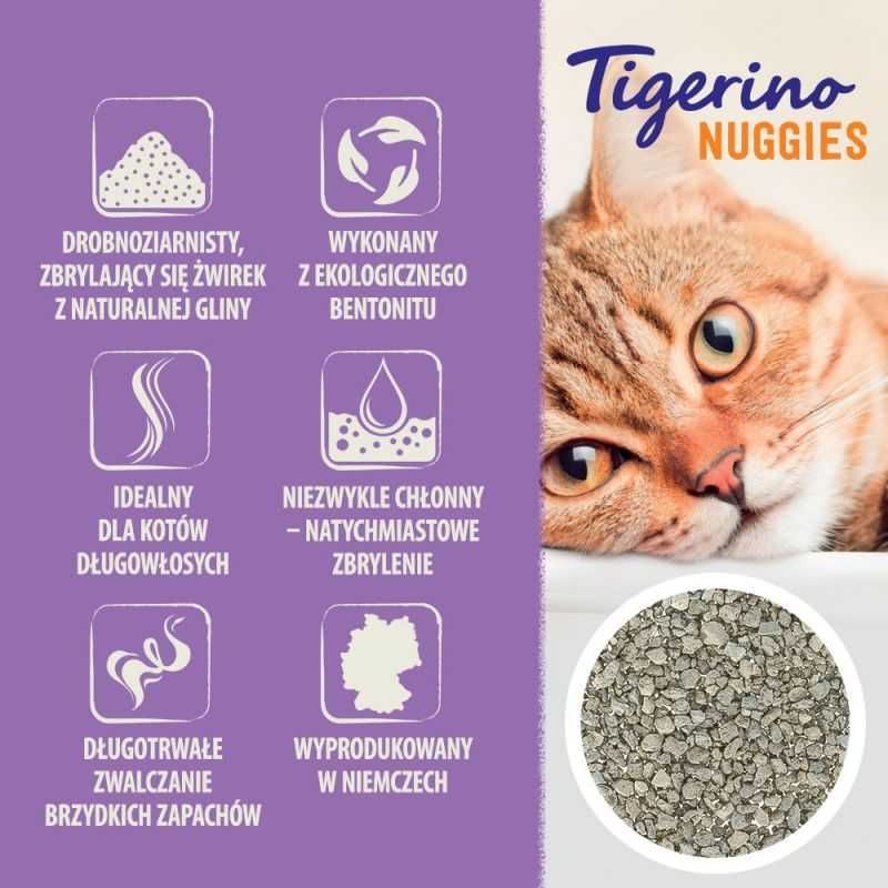 Żwirek dla kota Tigerino Nuggies zbrylający drobnoziarnisty 14kg OKAZJ