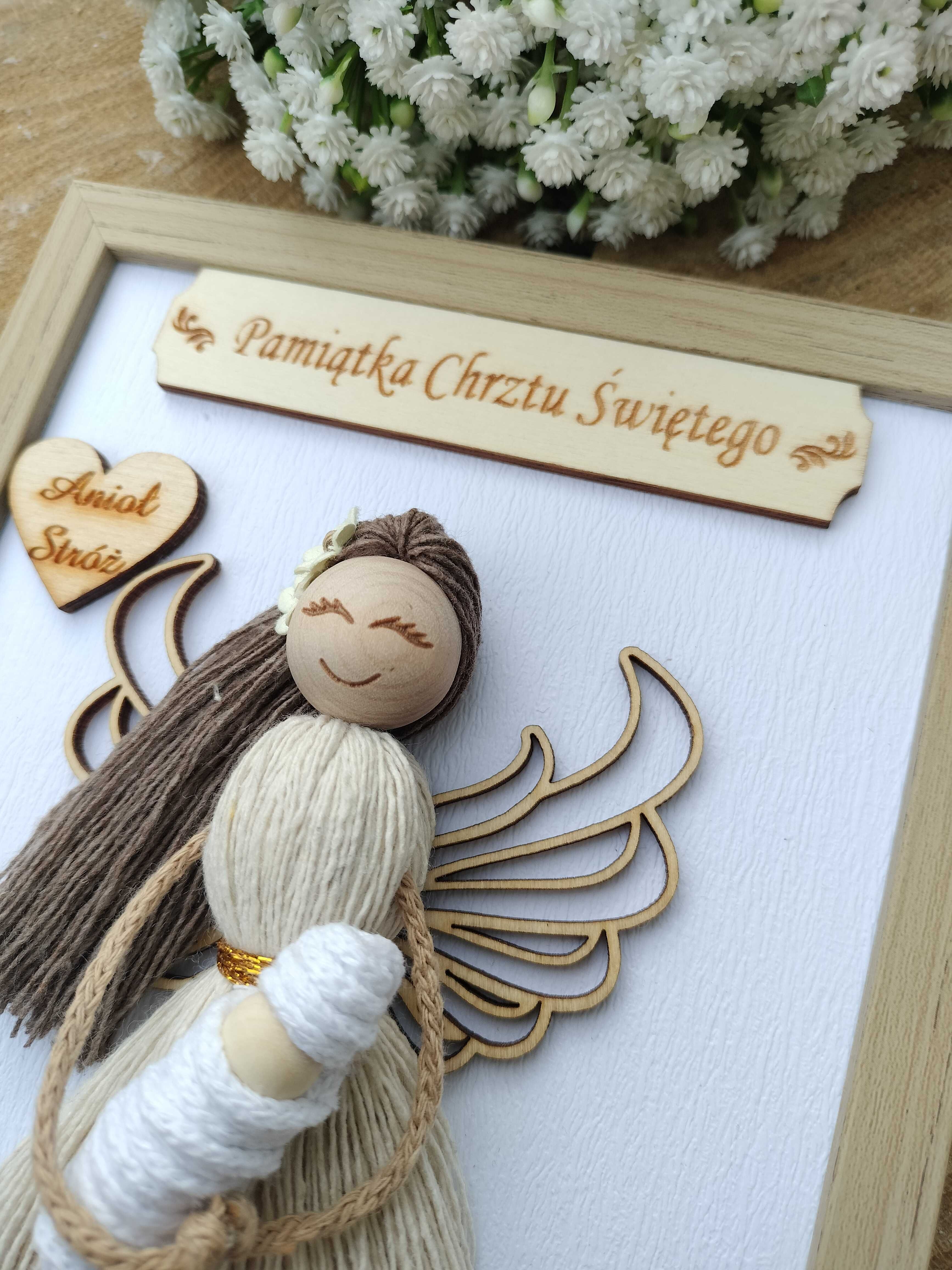 Pamiątka Chrztu Świętego Makrama ramka