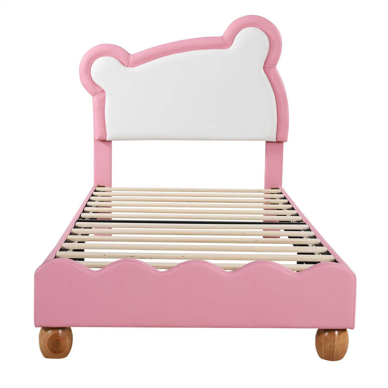 Tapicerowane łóżko dziecięce różowe do sypialni jednoosobowe