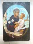 Linda antiga pintura de Santo António com o Menino sobre madeira