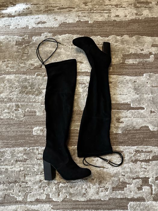 Черные замшевые сапоги, ботфорты 37 размер