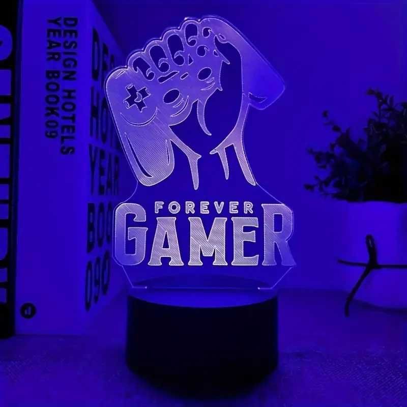 Lampka Nocna 3D LED GAMER FOREVER 7 Kolorów USB Prezent