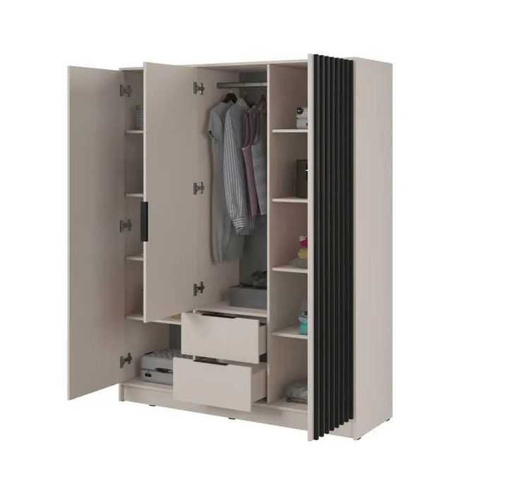 Szafa  Nelly 3D Z LUSTREM -Kaszmir, Grafit ,Szary, Artisan WYSYŁKA 24H