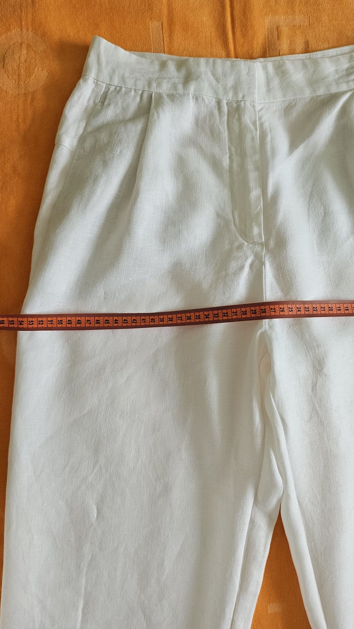 Białe lniane spodnie Massimo Dutti M/38