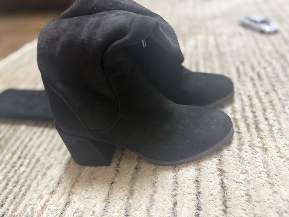 Замшеві високі  ботфорди на підборах з натуральної замші