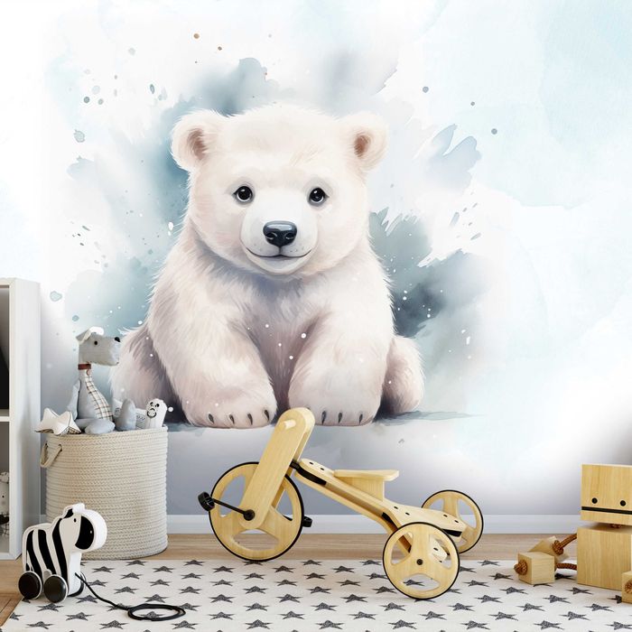 Fototapeta Dla Dzieci Niedźwiadek Miś Polarny 3D Twój Rozmiar + KLEJ