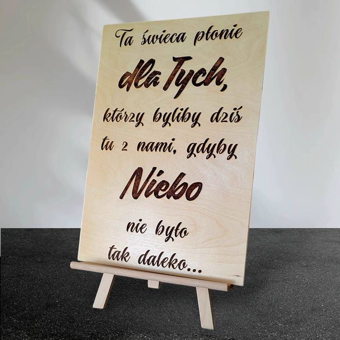 Tabliczka upamiętniająca zmarłych + sztaluga Lakierowana Ślub Wesele