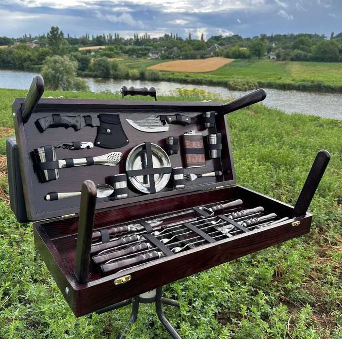 Набір шампурів ручної роботи / шампура в кейсі - подарунок чоловіку !