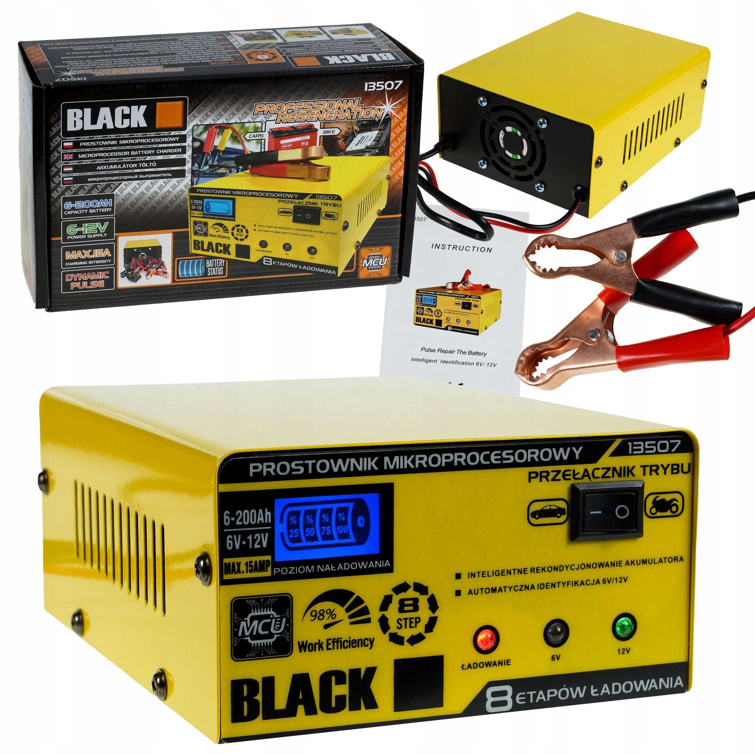 Na Lewara Prostownik mikroprocesorowy 6V 12V Black 13507