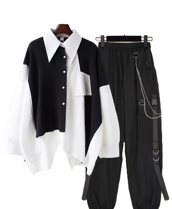 Трендовий костюм — Oversize сорочка + карго штани