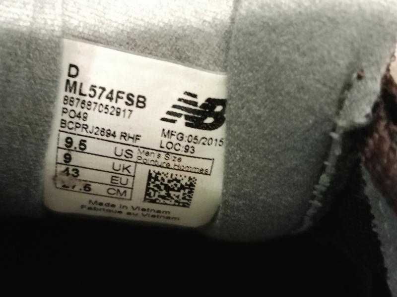 New balance 574 чолоічі кросівки розмір 43