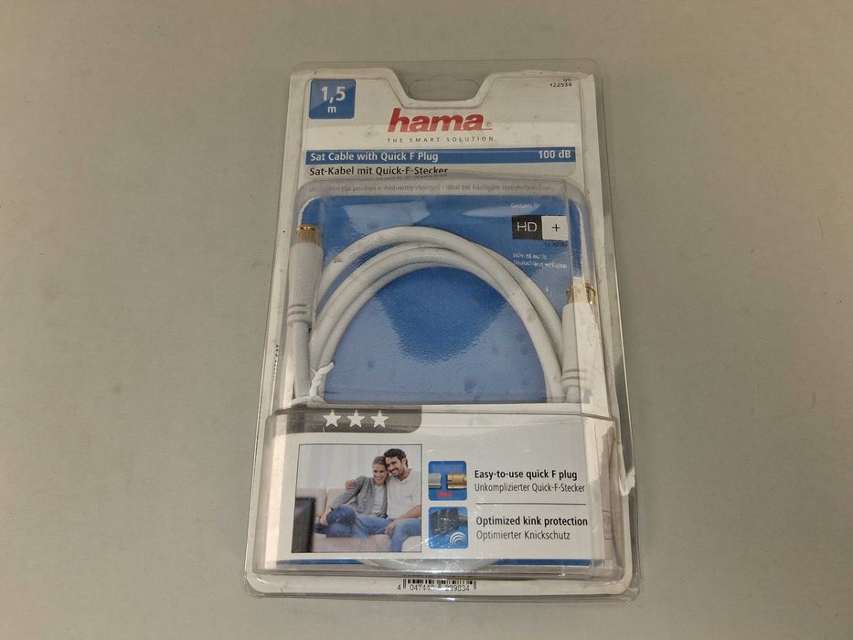 N074 Kabel Antenowy Satelitarny Hama Quick F-Plug 1,5m 100dB HD