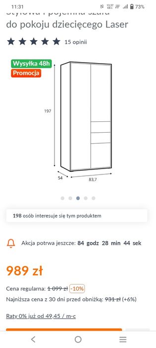 Szafa młodzieżowa Wójcik szafa pokój