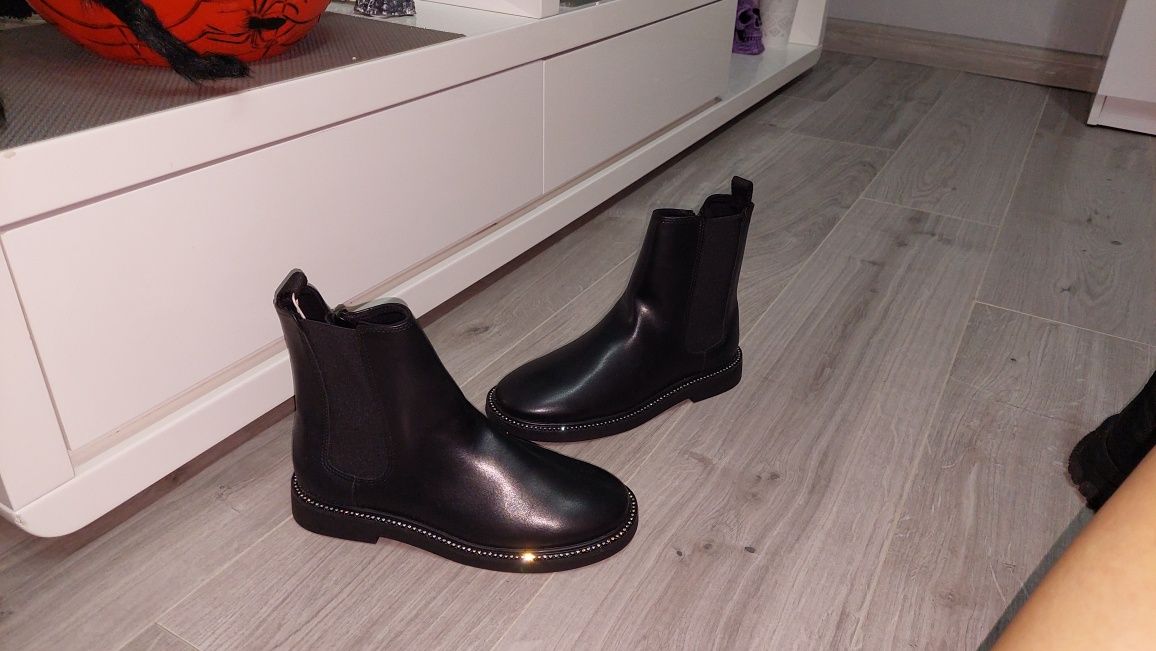 Nowe  czarne botki na jesień Zara r. 36 sztyblety eleganckie