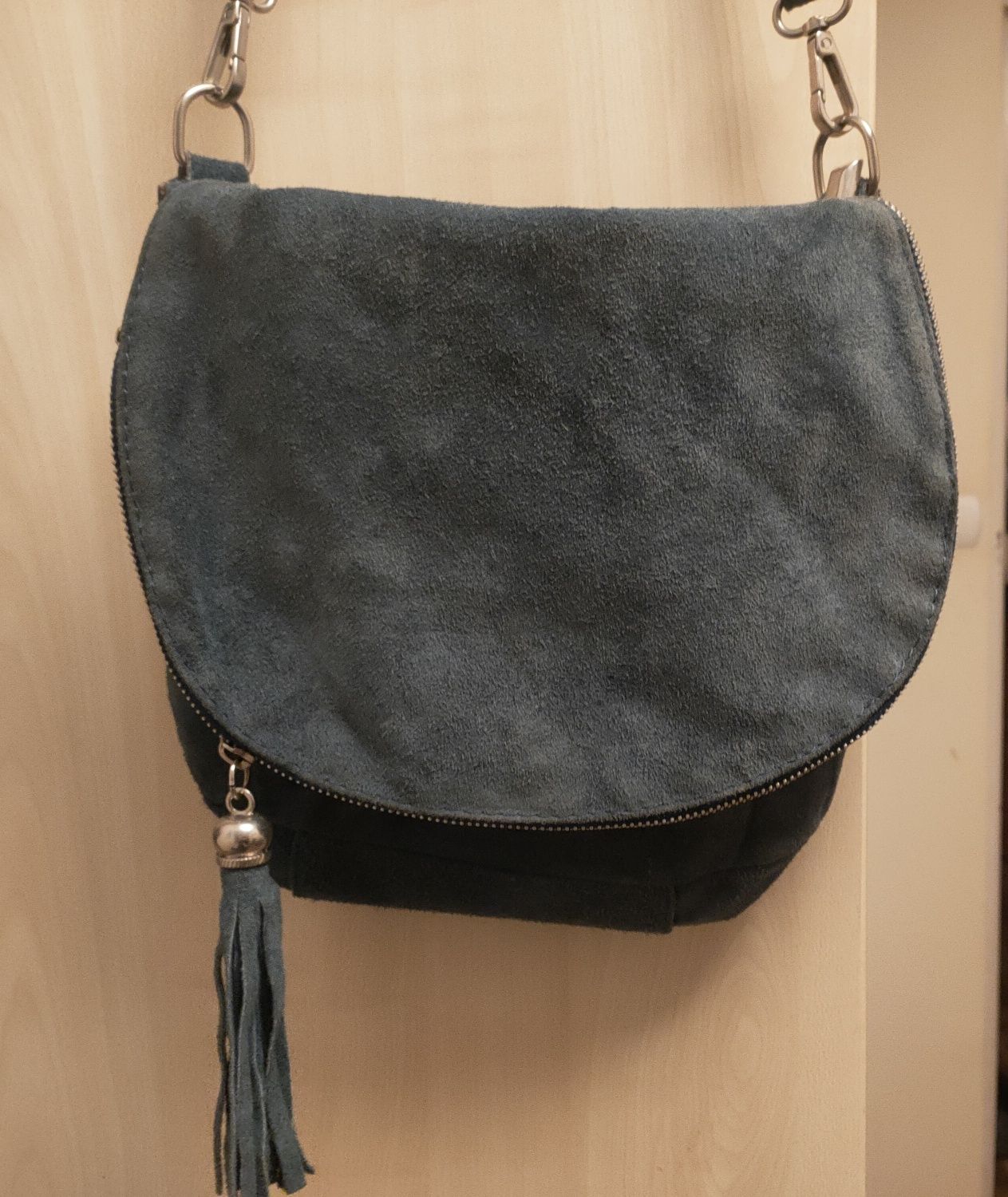 Torebka Boho, skóra, zamsz