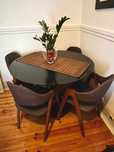 AREA Chairs in Solid Wood and Gray Fabric