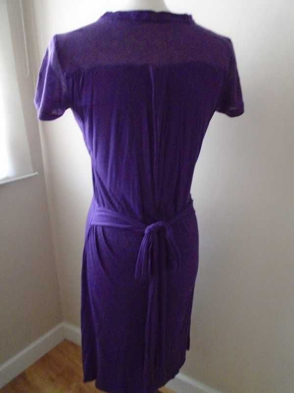 Vestido de algodão roxo, manga curta