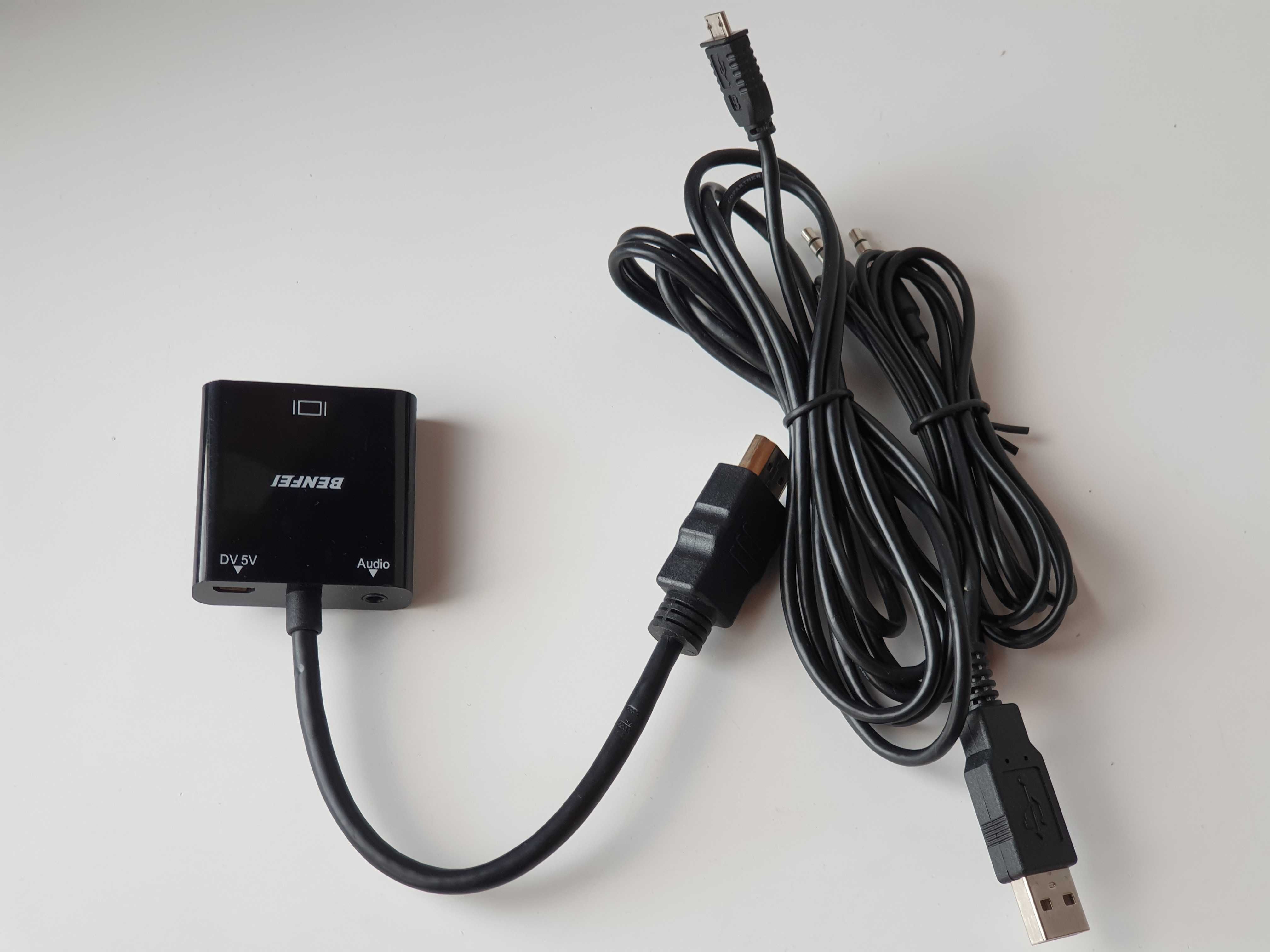 Адаптер  HDMI to VGA з 3,5 мм micro USB  BENFEI