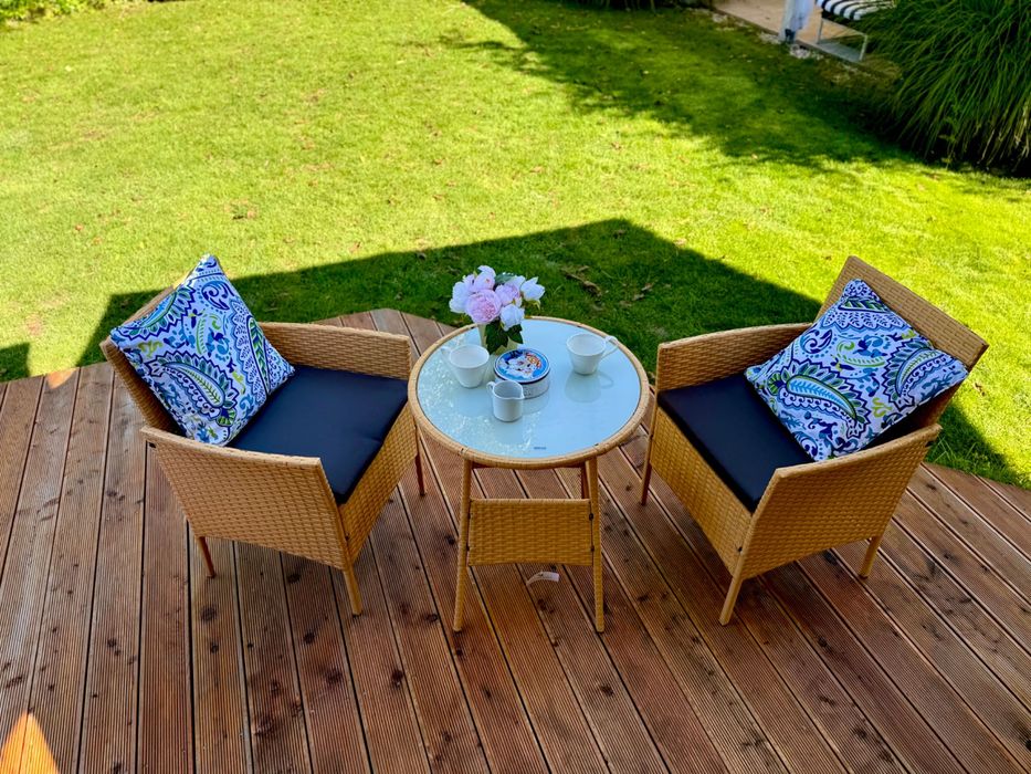 zestaw miodowy technorattan 2+1 na balkon do ogrodu