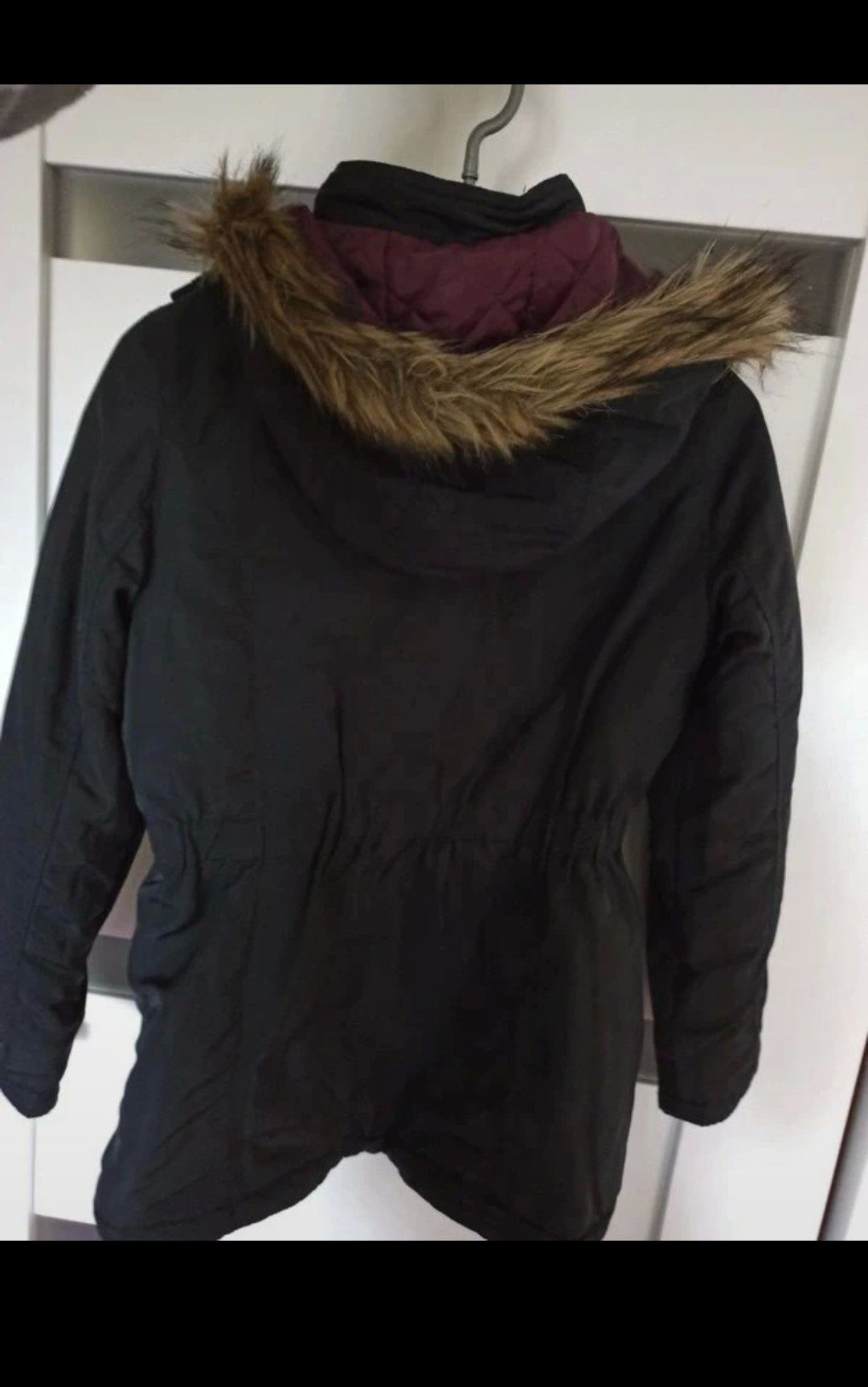 Kurtka parka z futerkiem i kapturem H&M ciepła zimowa dziewczęca 140