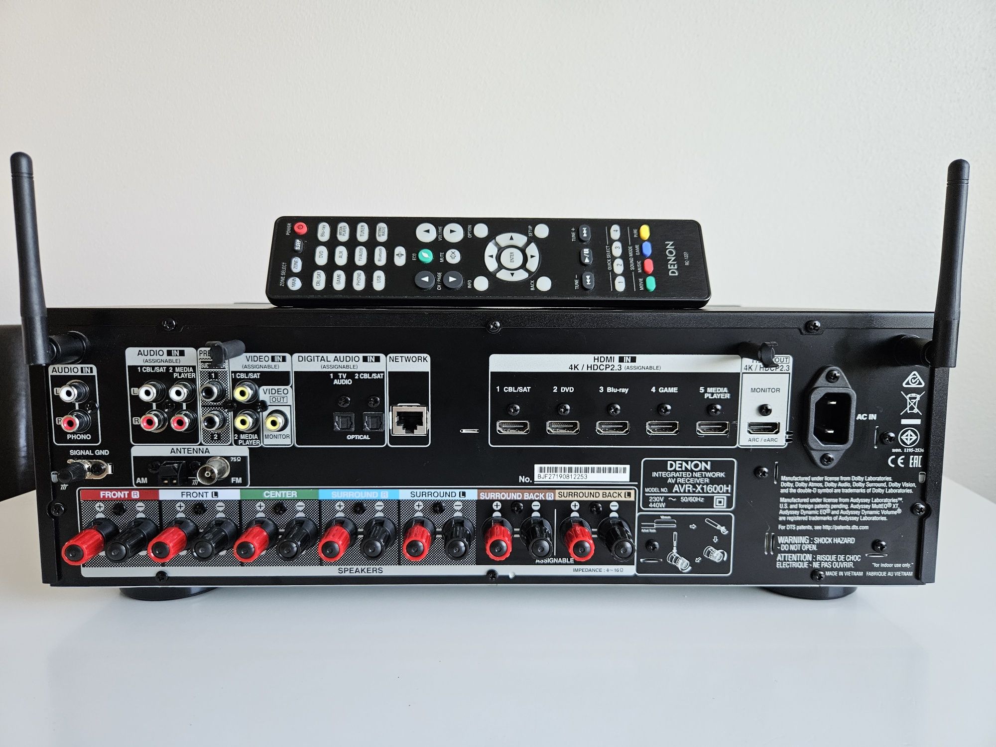 DENON AVR-X1600H 7.2 Heos 4K Bluetooth Dolby Atmos