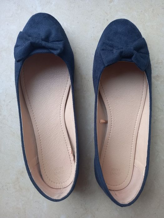 Czółenka baleriny młodzieżowe granatowe zamszowe 39 40