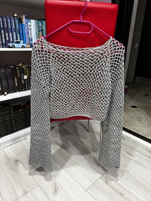 Вязаный кардиган, топ, серый