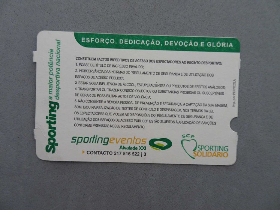 Bilhete futebol Sporting Benfica 2010