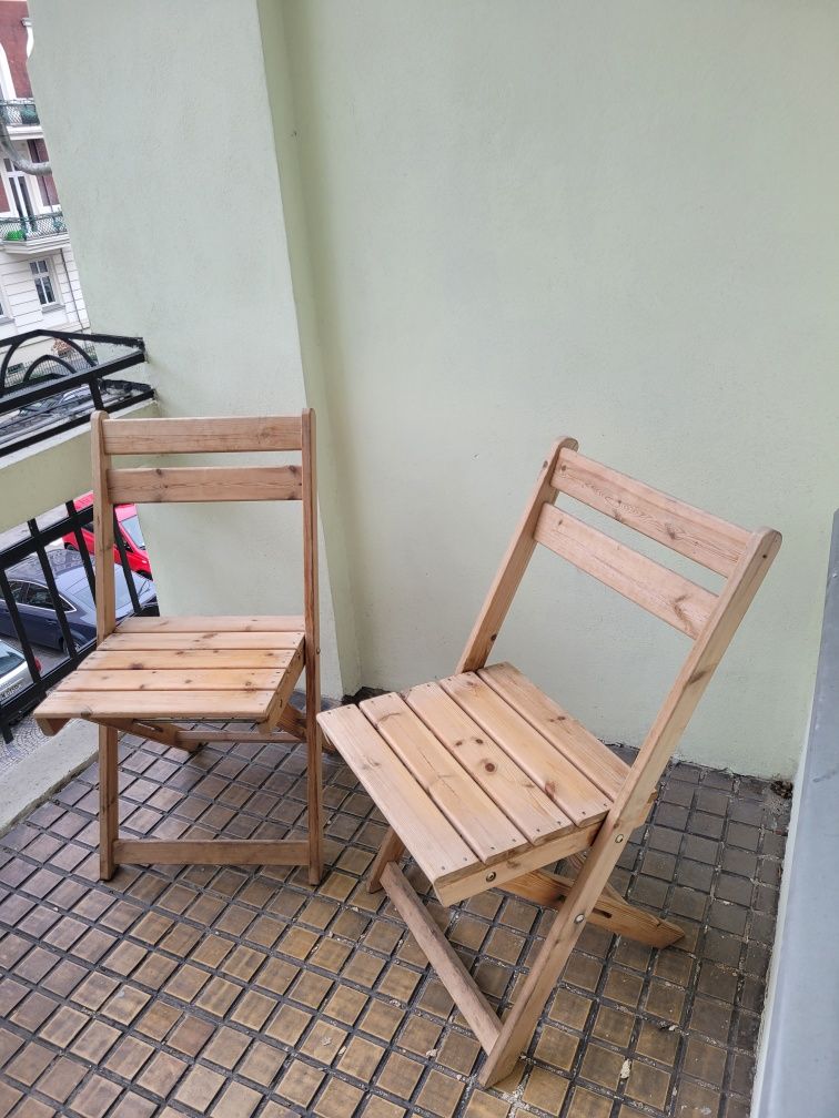 Krzesełka krzesła balkonowe drewniane