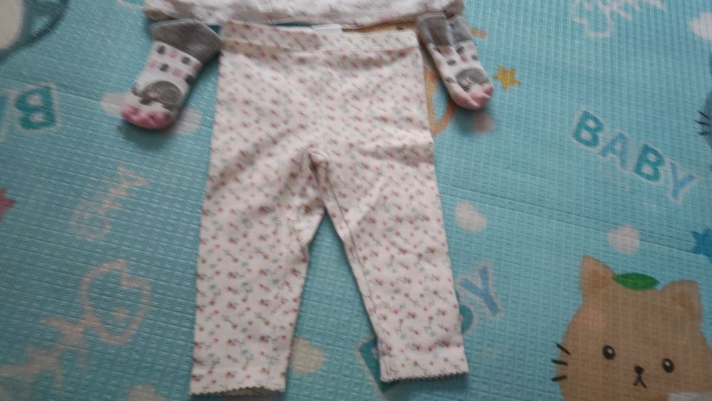 Komplecik spodnie +koszulka+skarpetki róż.62-68