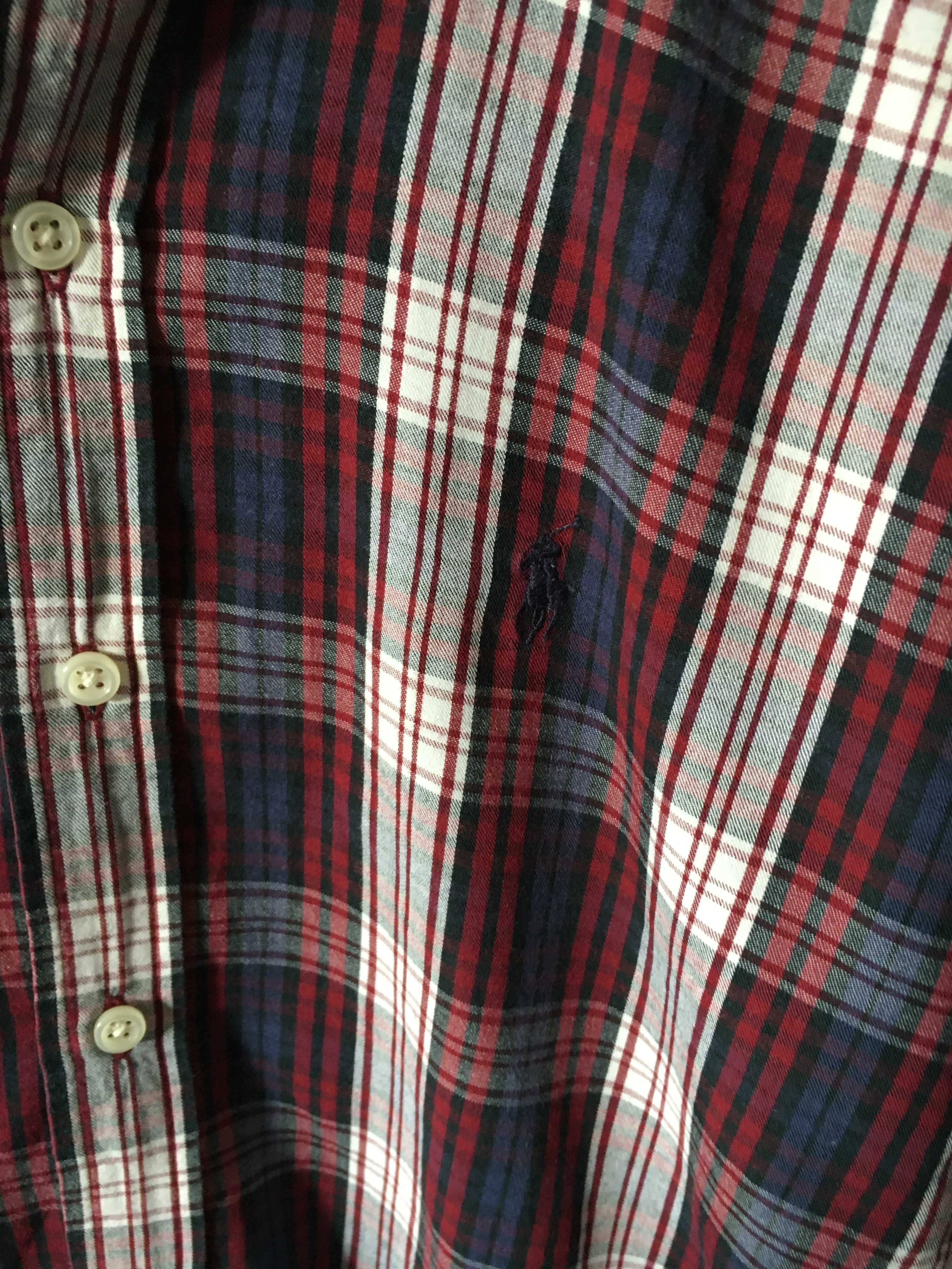 Koszula unisex w kratę bawełniana oryginalna Ralph Lauren rozm.L/XL