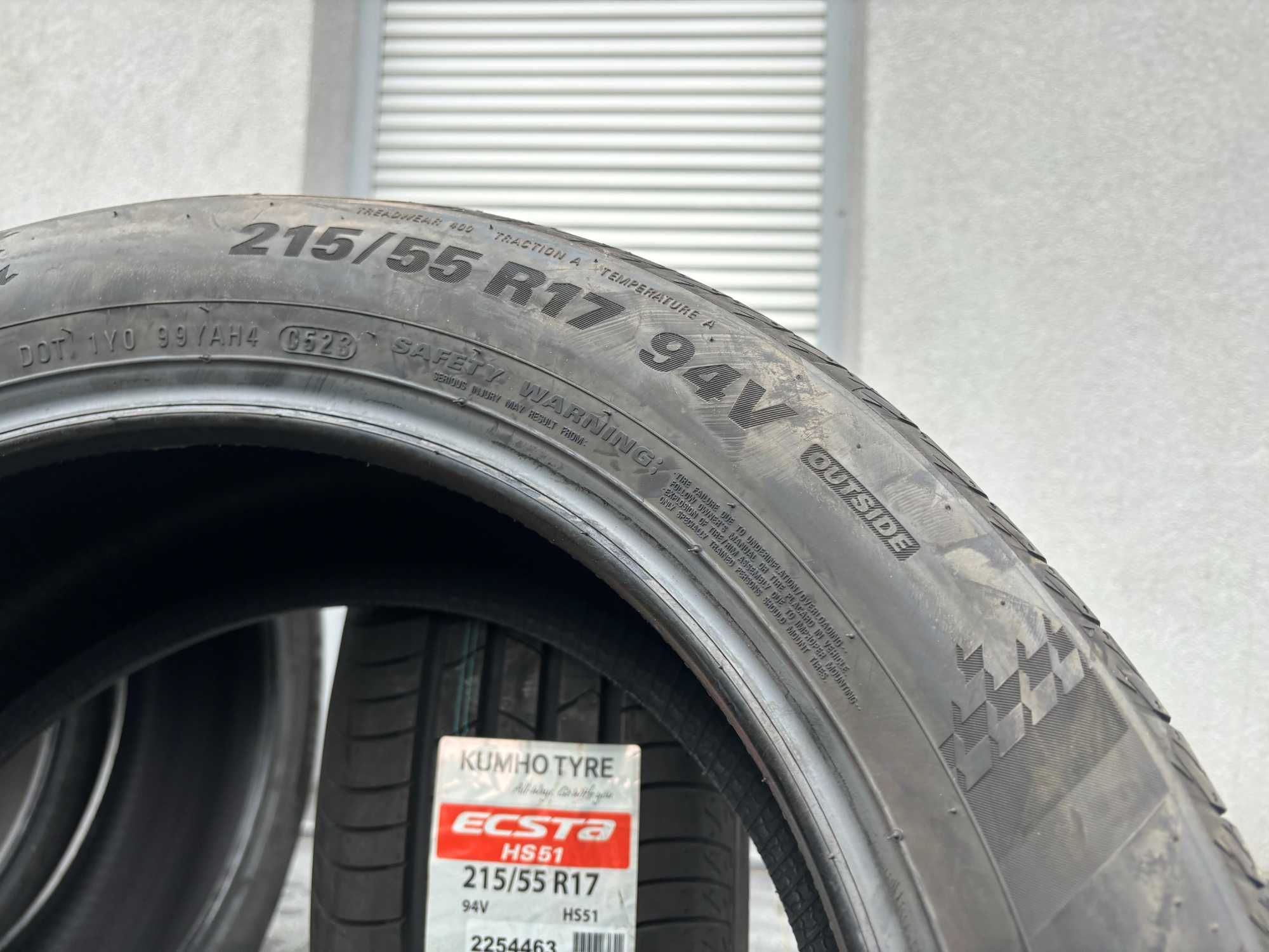 4szt letnie 215/55R17 Kumho Ecsta 94V C,B,71db Prosto z fabryki! gwar