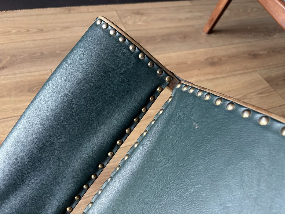 Składany stołek / podnóżek vintage w stylu kolonialnym, lata 50-60