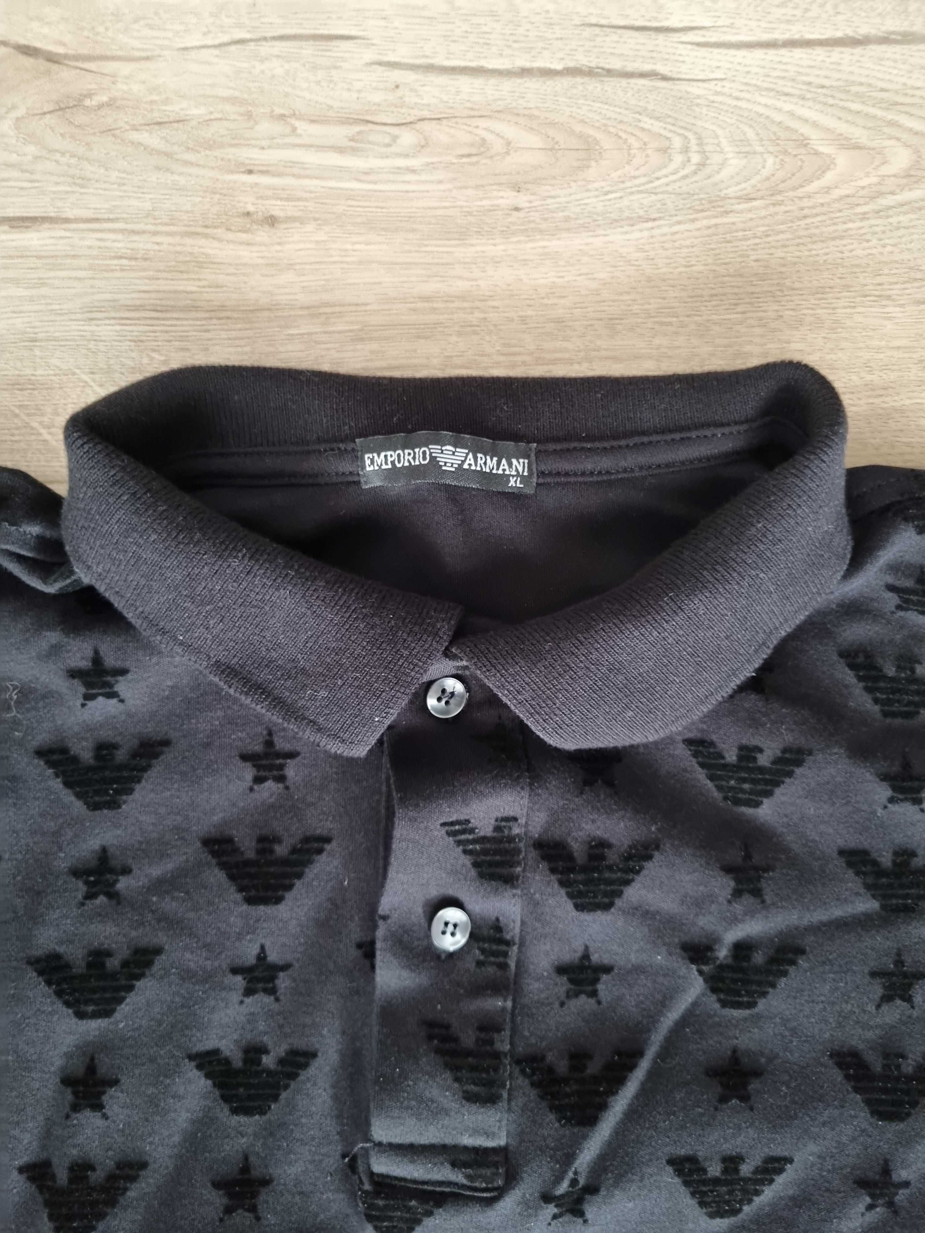Męska koszulka polo z kołnierzykiem  Emporio Armani czarna  rozmiar XL