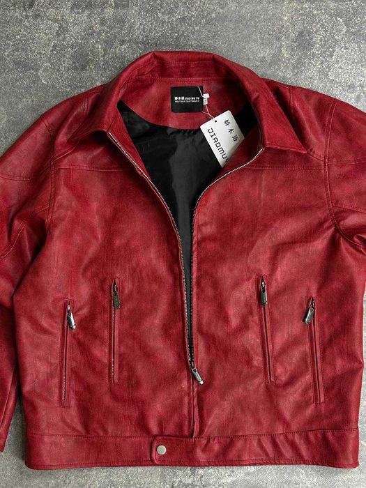 jacket куртка шкіряна курточка червона кожаная S M L XL