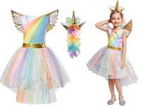 Strój sukienka przebranie na bal Unicorn Jednorożec rozm. XL 134/140