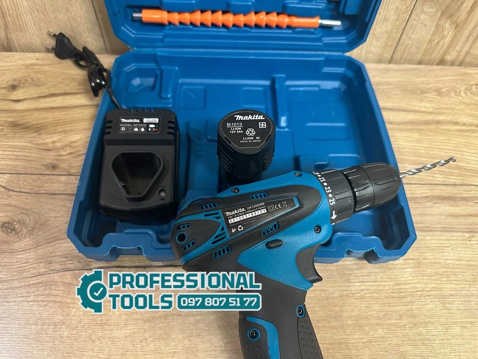 Акумуляторний шурупокрут Makita DF330D Шуруповерт з набором розхідника