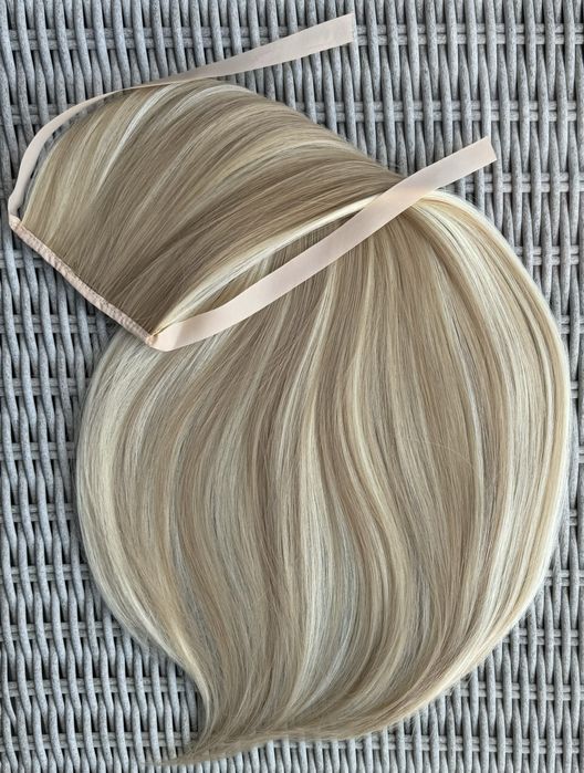 Premium Ultra blond pasemka / refleksy kucyk doczepiany treska 183.