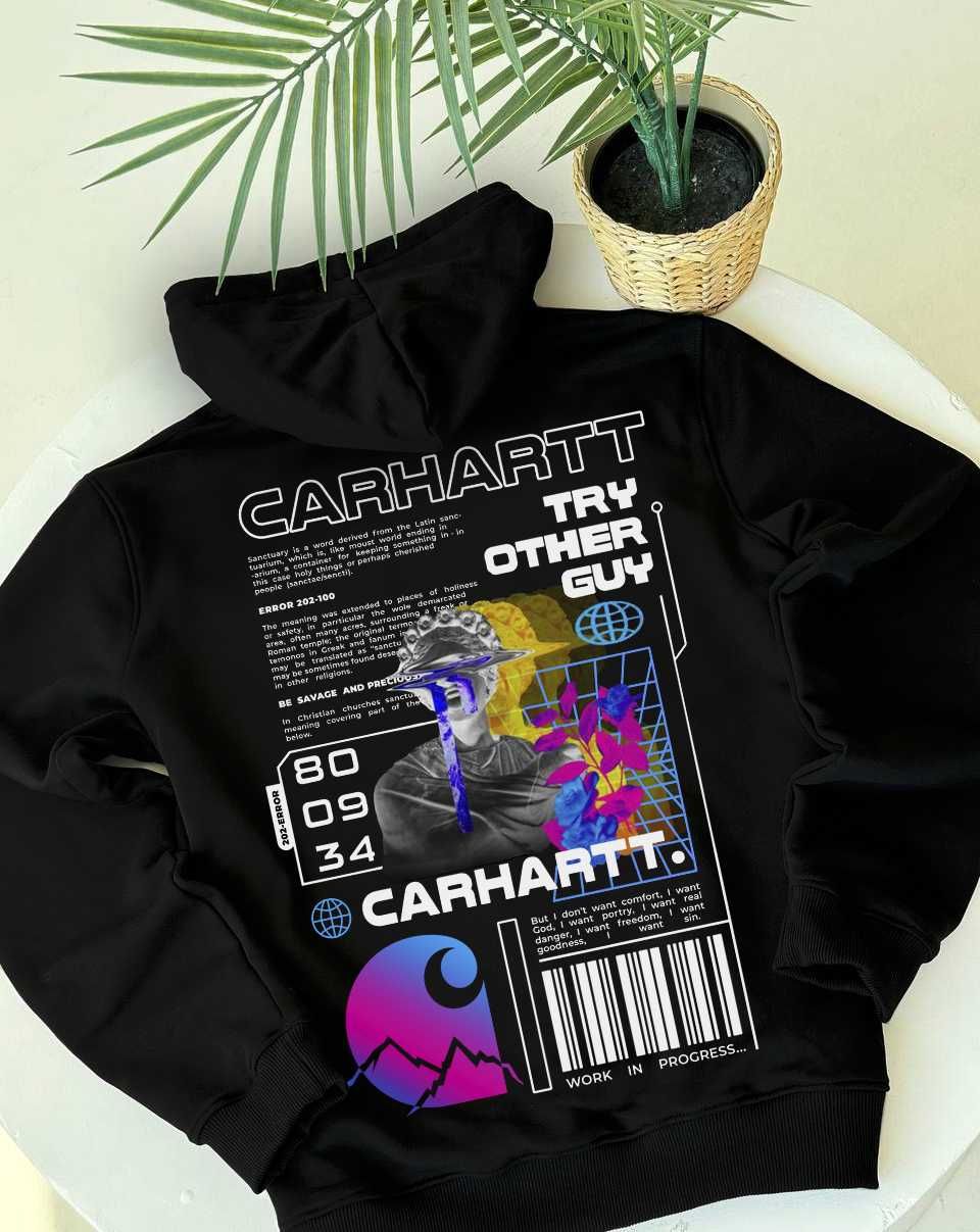 HAUTED Carhartt — Худи черное Кархарт — XS S M L XL — BIG Лого