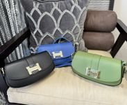 Сумка шкіряна крос боді Синяя сумка индиго Травяная зеленая сумка