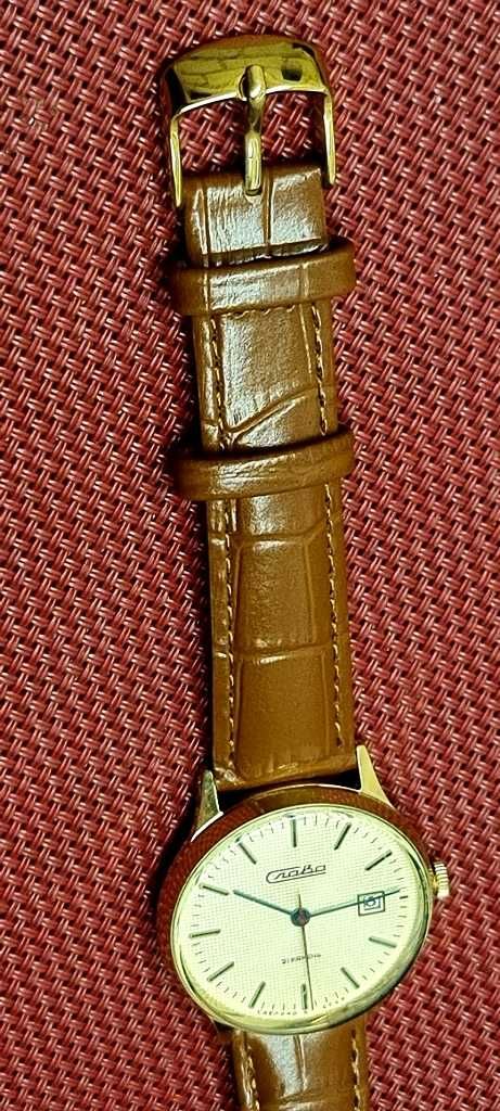 Zegarek męski kolekcjonerski SLAVA Slawa 21 kamieni pozłacany PRL
