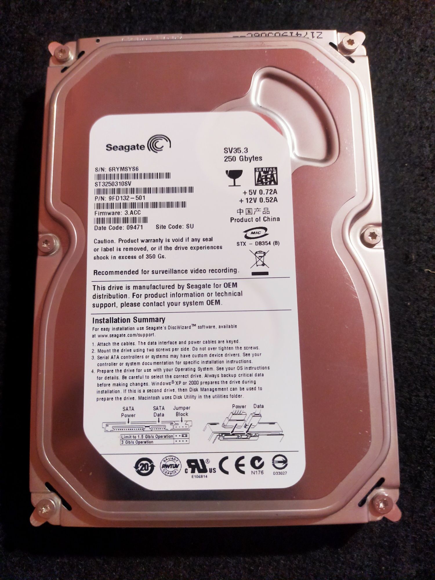 Disco HDD 250GB.