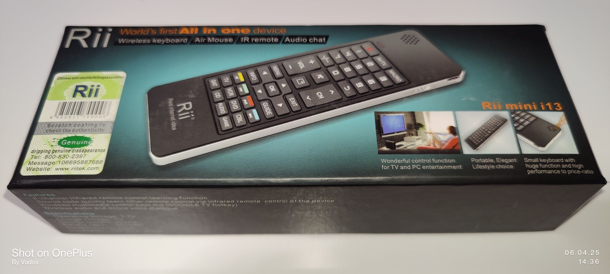 Клавиатура беспроводная пульт Riitek Rii mini i13 (RT-MWK13 EN), 2.4G,