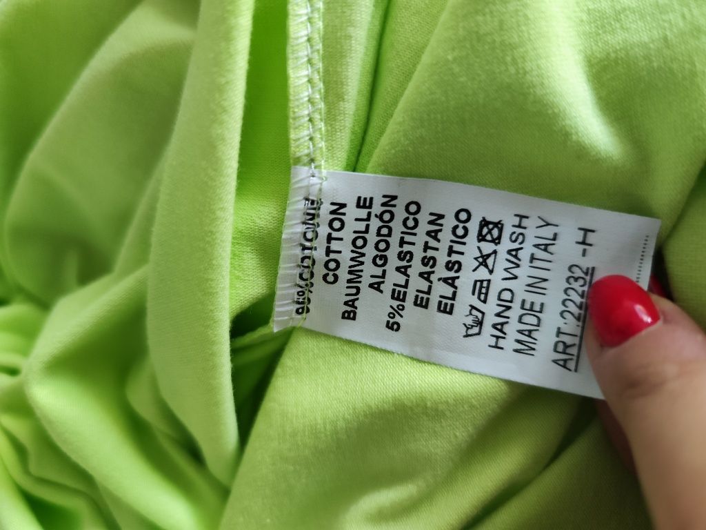 Sukienka maxi Made in Italy bawełna limonka grecki wzór uni one size