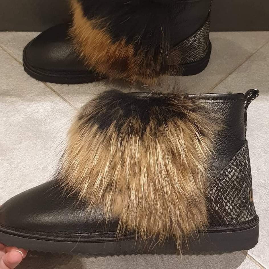Buty damskie śniegowce naturalne futerko z jenota