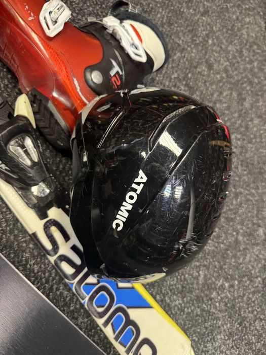 Zestaw Narty Junior Salomon 100cm + Buty Salomon 21cm + Kask Atomic